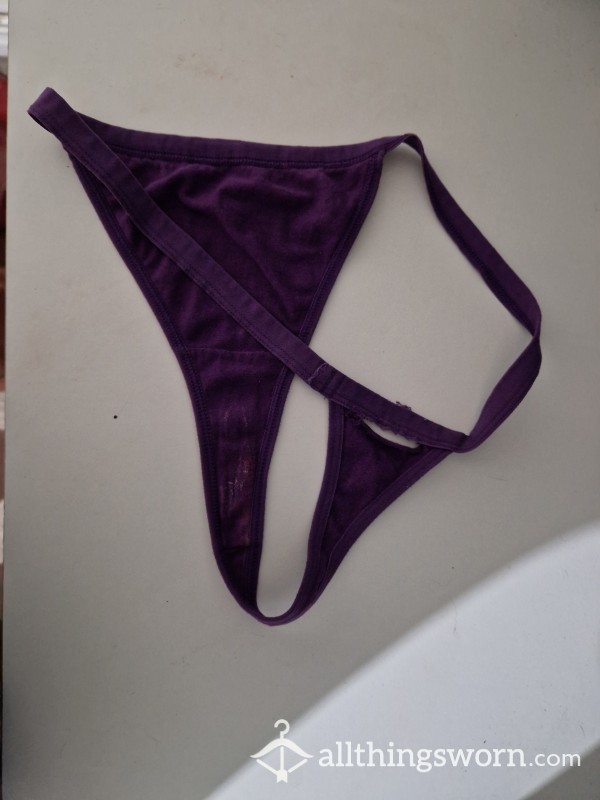 Torn From Being F**ked From Behind Purple Thong, Worn For 24 Hours