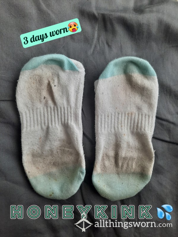 Trashed 3 Days Worn + Workouts White Cotton Socks