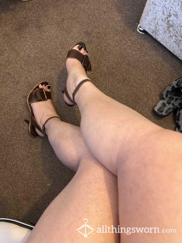 Trashed Leather Sandals