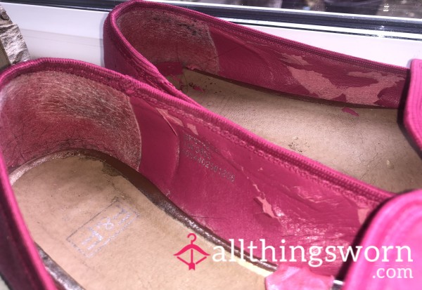 Trashed Suede Pink Flats With Ta**els Uk 5