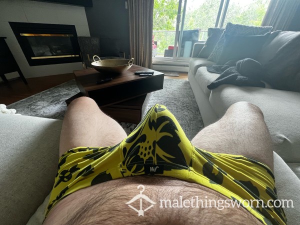 Tropical Print Yellow Boxer Briefs