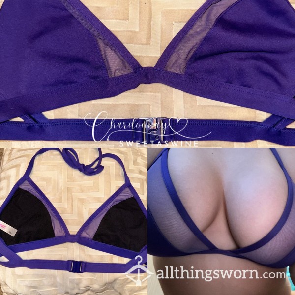 🍷UK 14|💦Worn Blue Triangle Bikini Swim Top💙