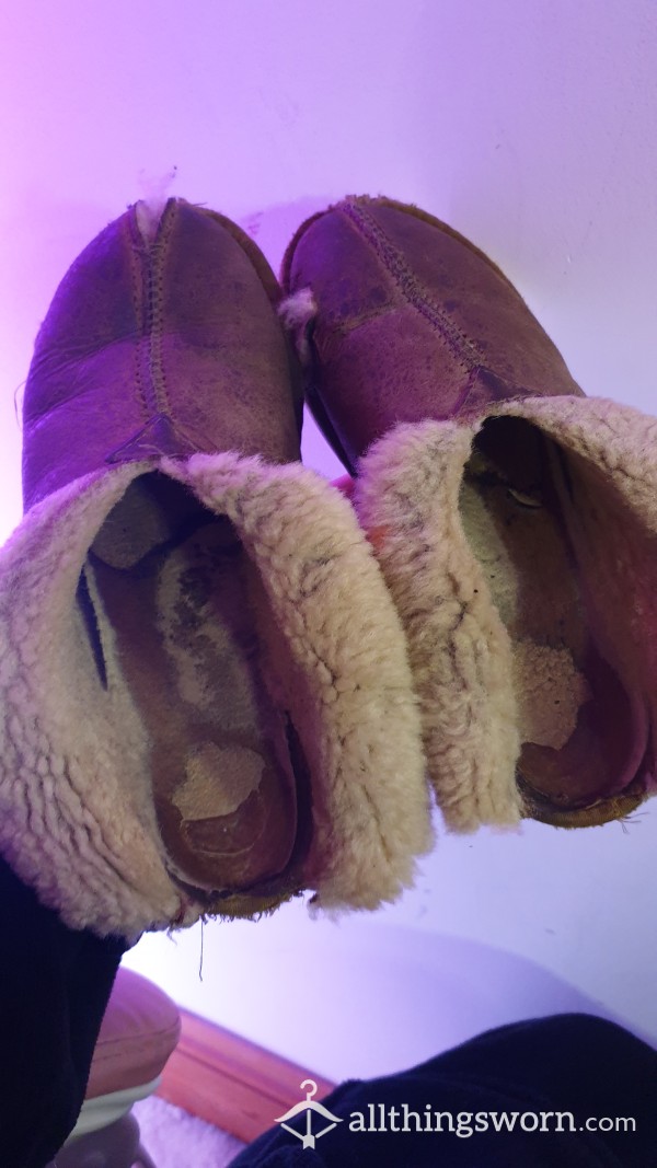 10 Year Old Stinky Celtic Sheepskin Slippers