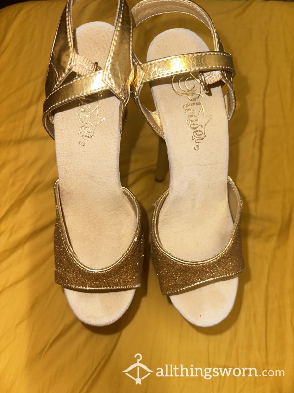 Used Gold Stripper Heels