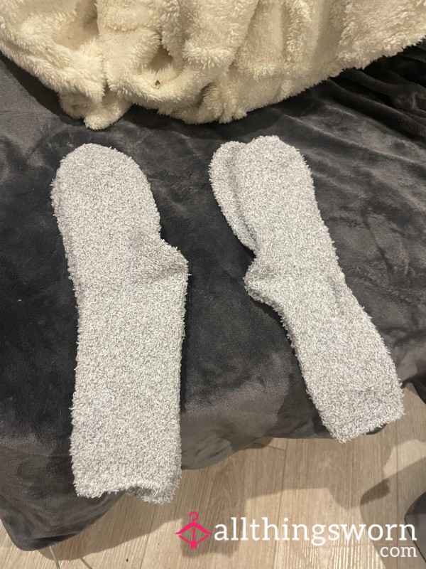 Used Grey Fluffy Socks