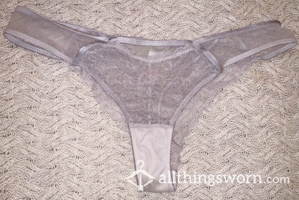 Worn Light Grey Lace Panties 24hr Wear