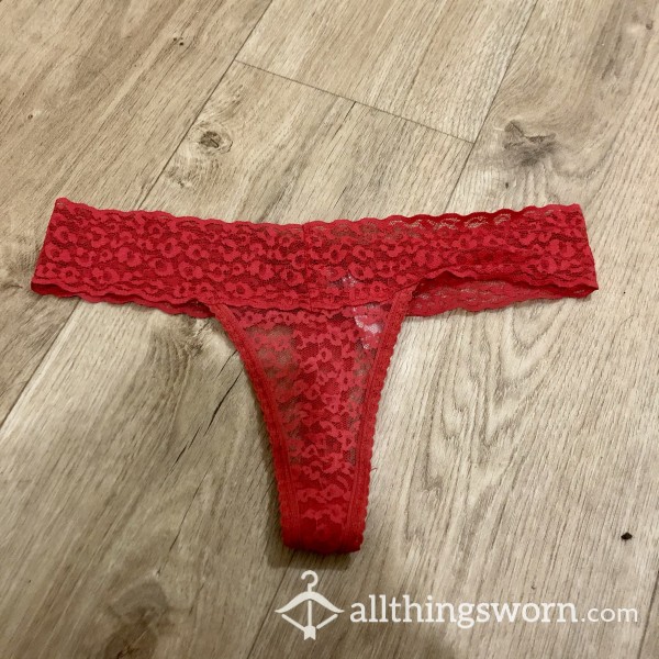 Used Red Lace Thong - XS