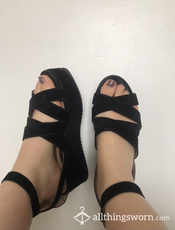 Used S**y Black Platform Sandals