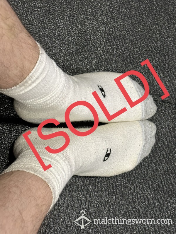 Used Sweaty Champion White Crew Socks