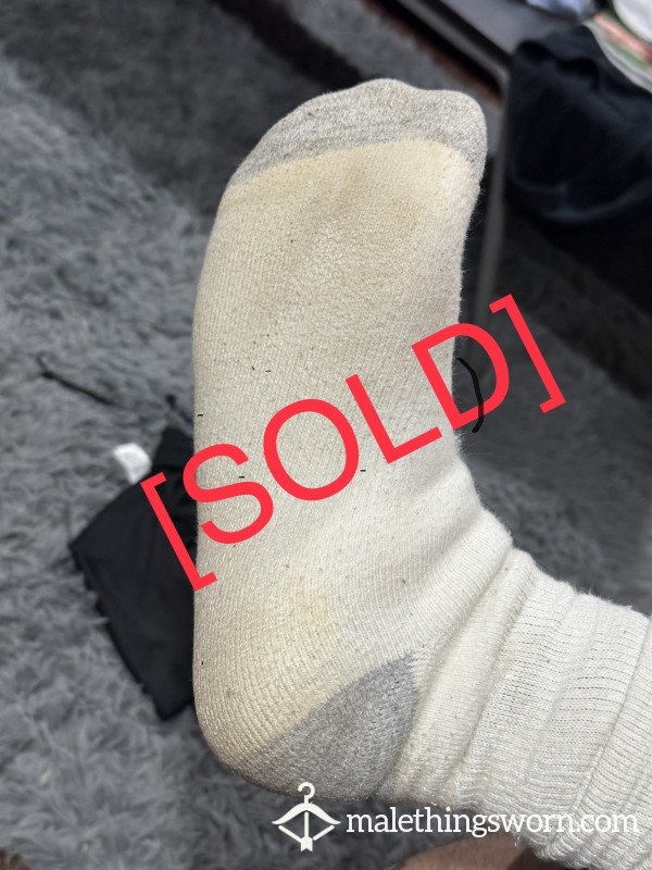 Used Sweaty Champion White Crew Socks