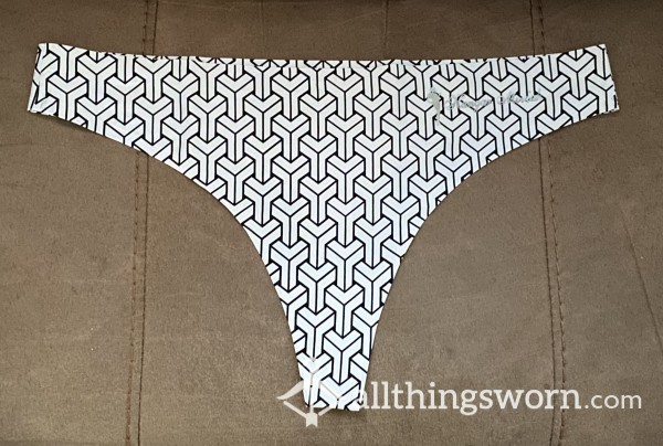 Used Women’s White And Black Geometric Thong