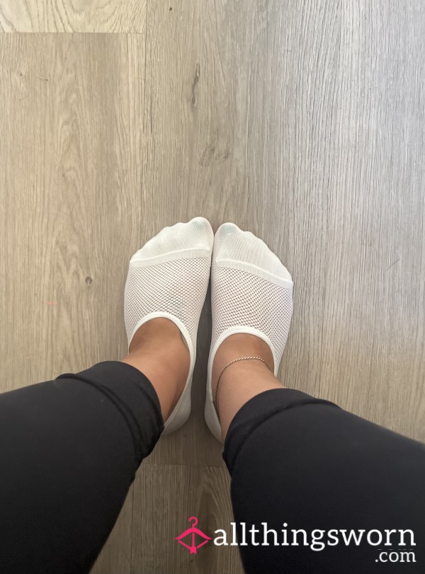 Used/Worn White No Show Socks - Very Stinky/Sweaty Feet