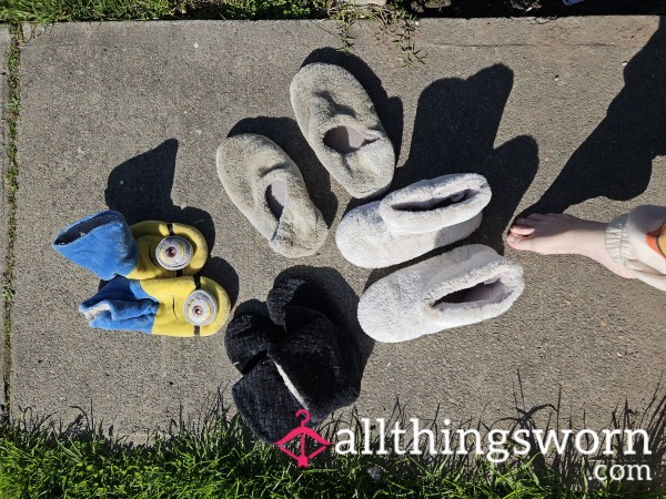 Various Slippers Well Worn Even Through Summer