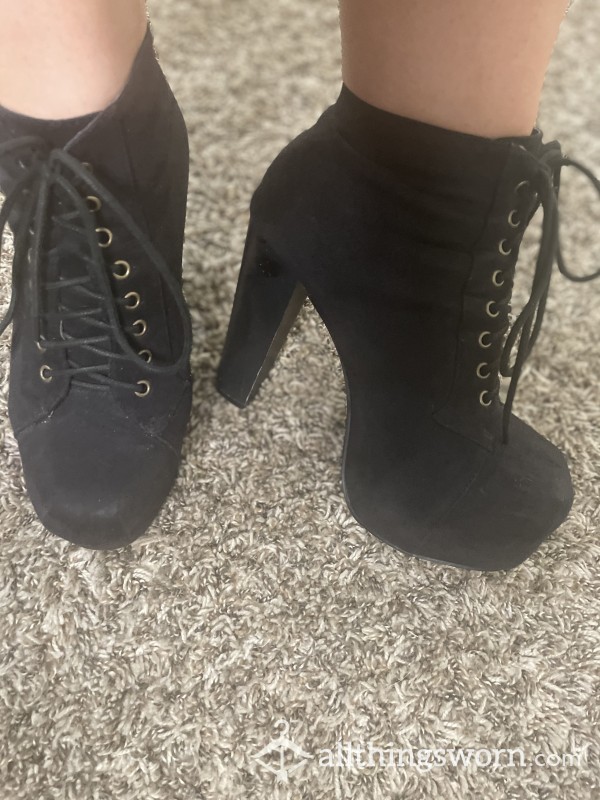 Velvety Black Platform Boots