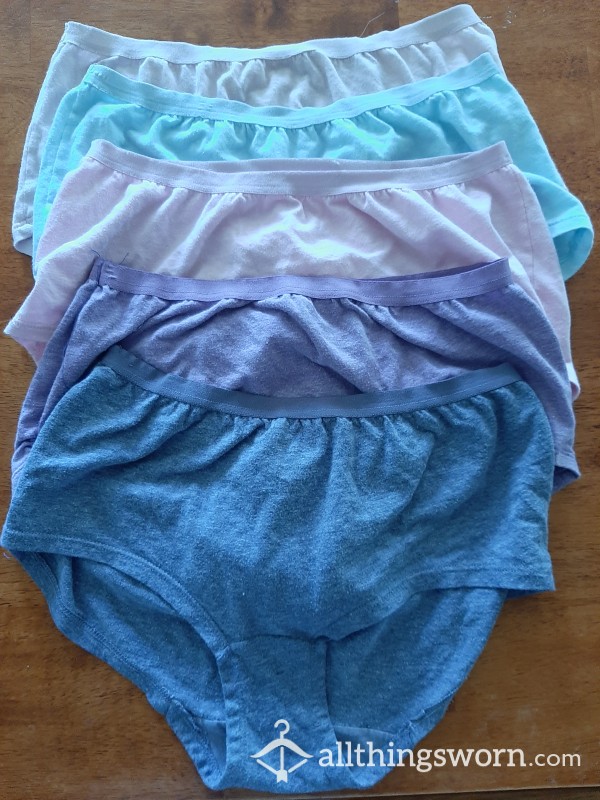 VERY OLD, Very Worn-in Full Back Panties In Medium (size 6) GREY LEFT.