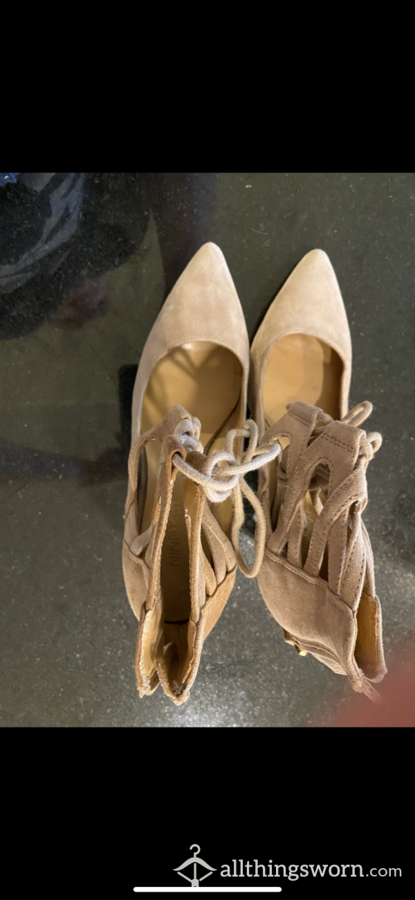 Very Worn Tan Strappy High Heels