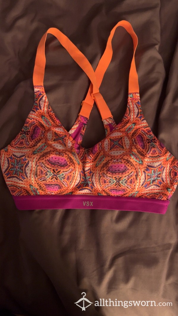 Victoria Secret Vibrant Orange And Pink Sports Bra