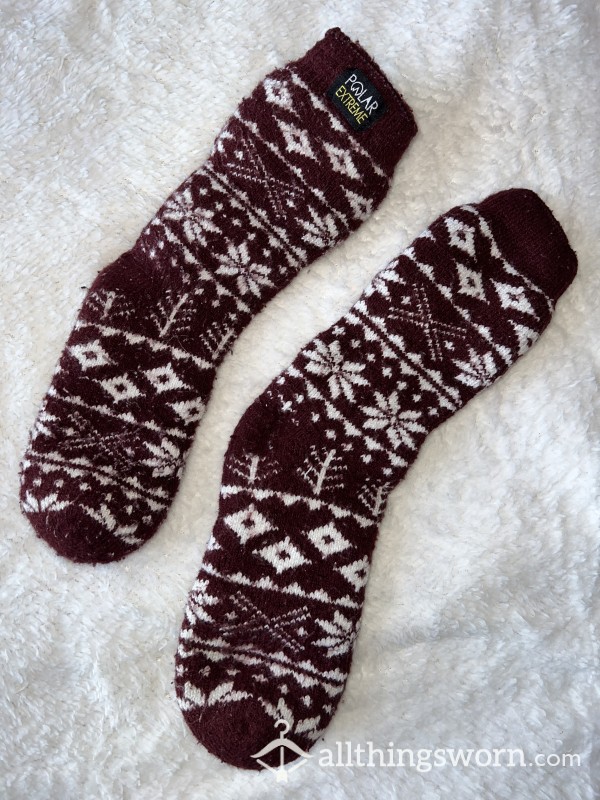 Vintage Thick Maroon Socks