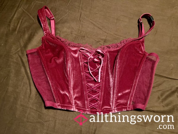 VS Dark Pink Velvet Corset Bra