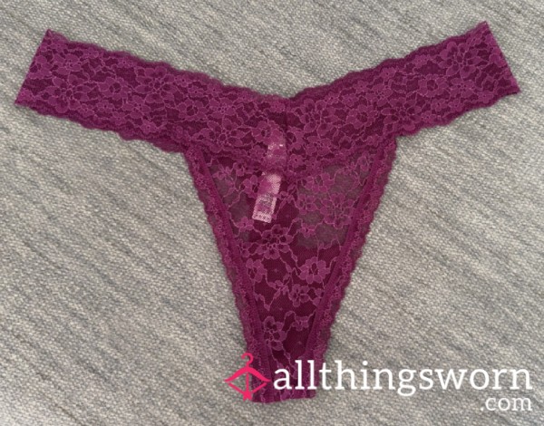 VS Lace Thong Panty Maroon