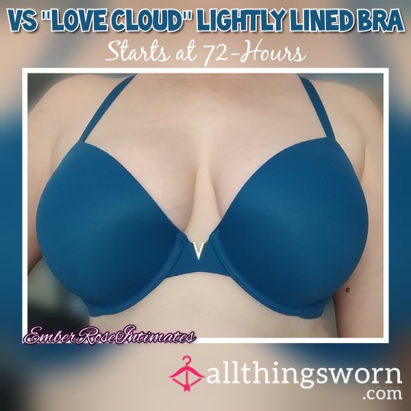 VS "Love Cloud" Teal-Blue Lightly Lined Plunge Bra (36DD)