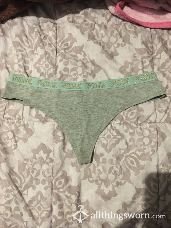 VS PINK Grey/blue Cotton Thong