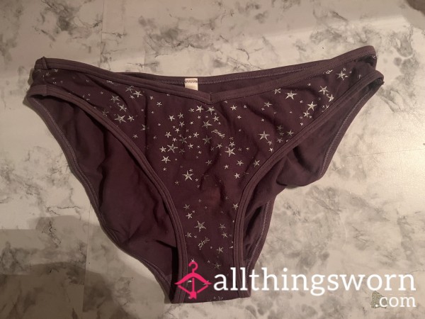 VS Pink Purple W/silver Stars Panty