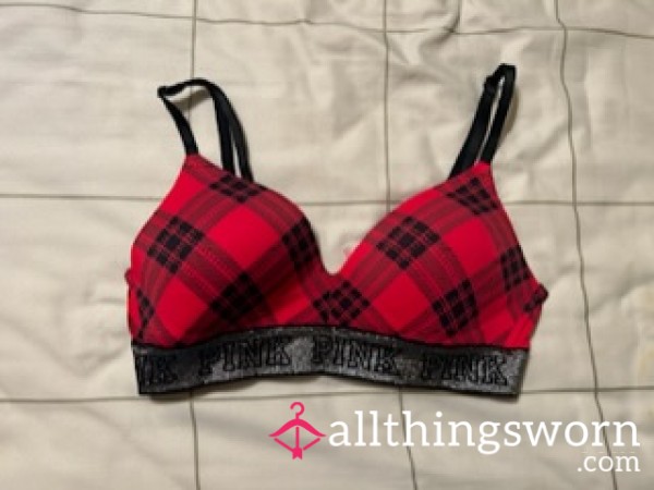 VS Plaid Red And Black Bra