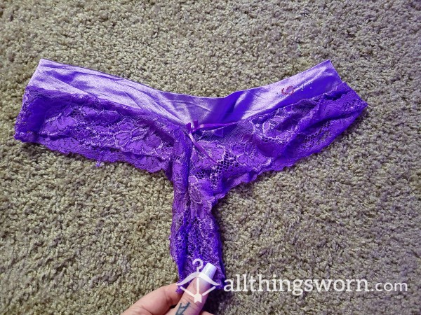 VS Purple Silk & Lace Thong