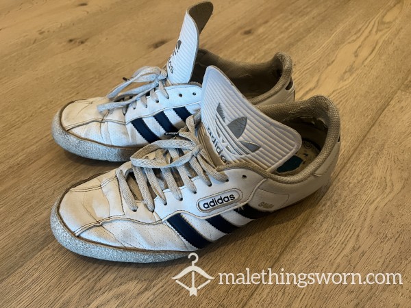 SOLD UK 11 Well Worn Adidas Trainers - Worn Bare Feet Through Summer