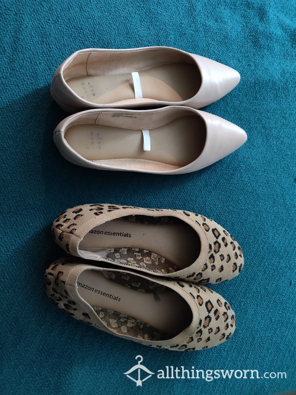 Well Worn Ballet Flats, Size 10