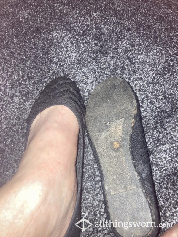 Well Worn Black Flat Work Shoes