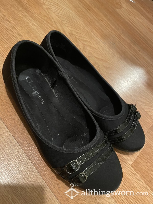 Well Worn Black Flats