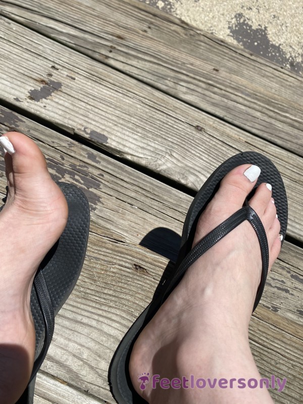 Well Worn Black Flip Flops