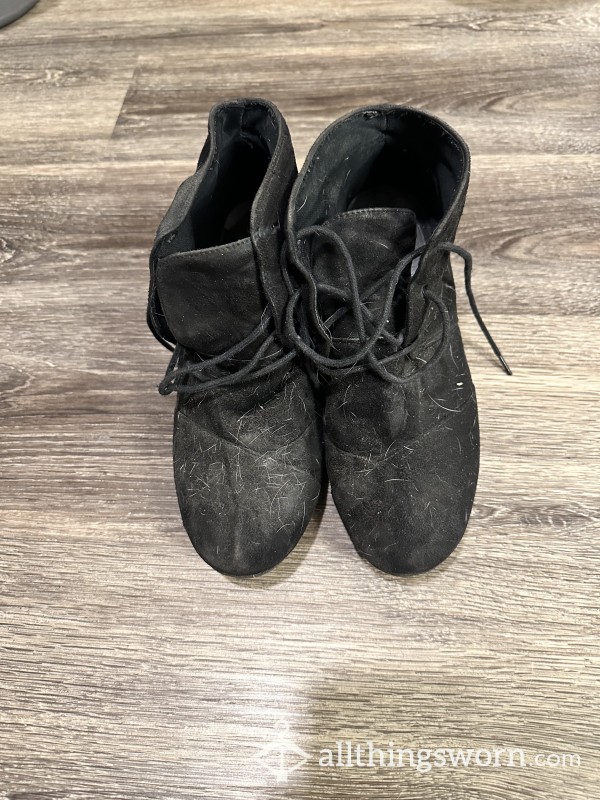 Well-worn Black Tie Up Booties