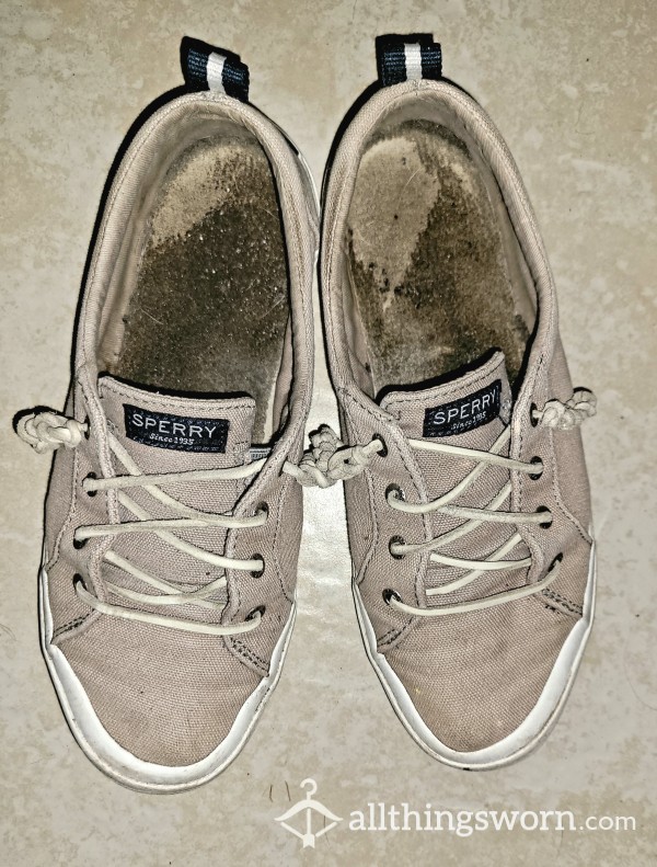 Well Worn Grey Sperrys