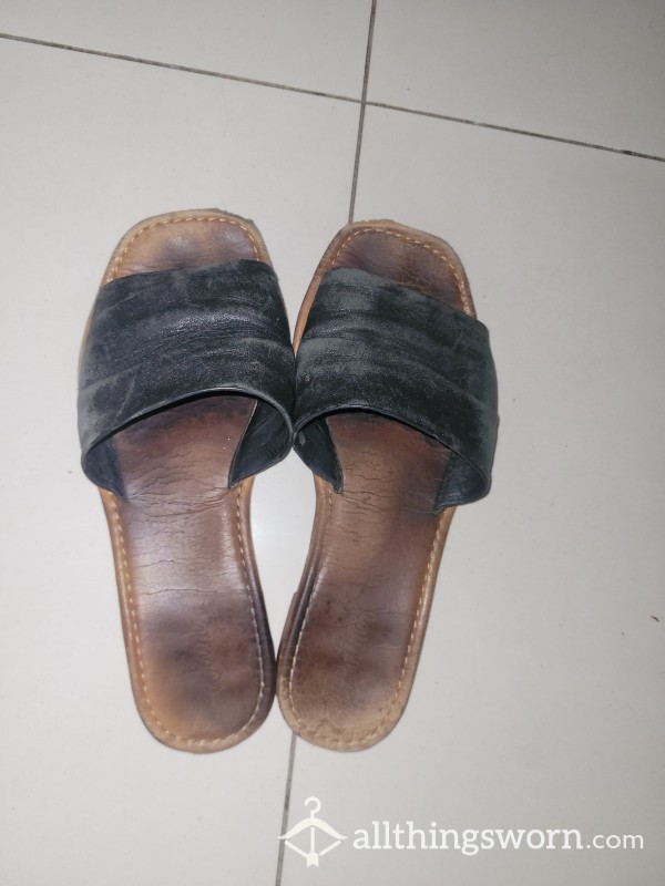 Well Worn Leather Slides