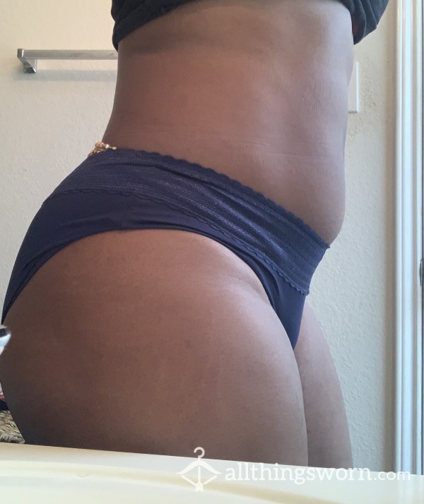 Well Worn Navy Blue Satin Panties