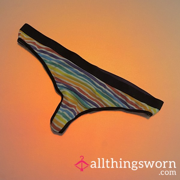 Well-worn Rainbow Stripe Thong MeUndies Size Small