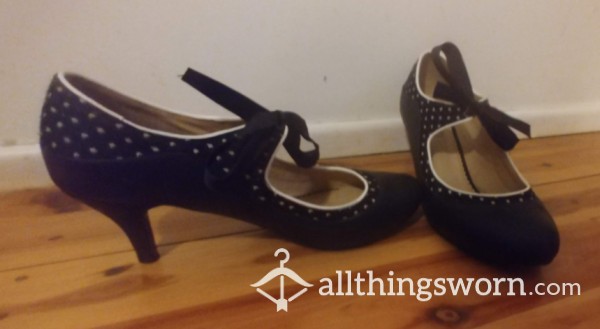 Well Worn Sz 10 Pinup Rockabilly Polkadot High Heels