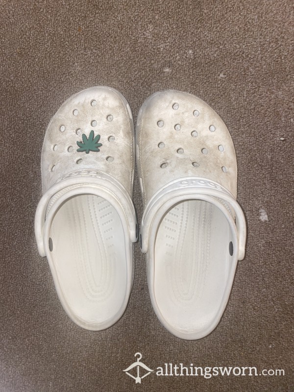 Well Worn White Crocs