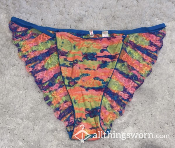 Well Worn Multi-Color VS Pink Cotton Lace Bikini