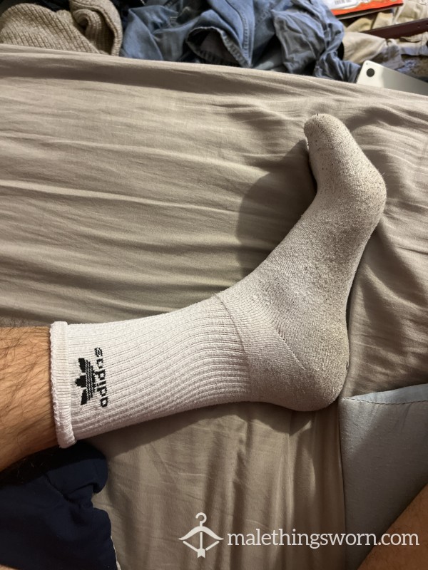 White Adidas Crew Socks, Gym/c*m