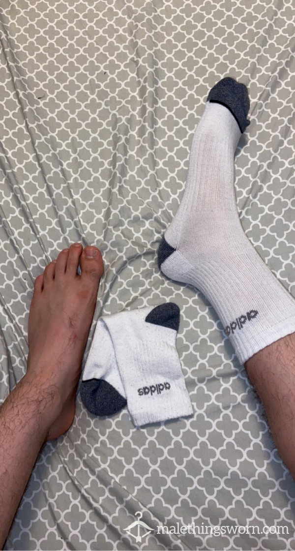 White Adidas Crew Socks