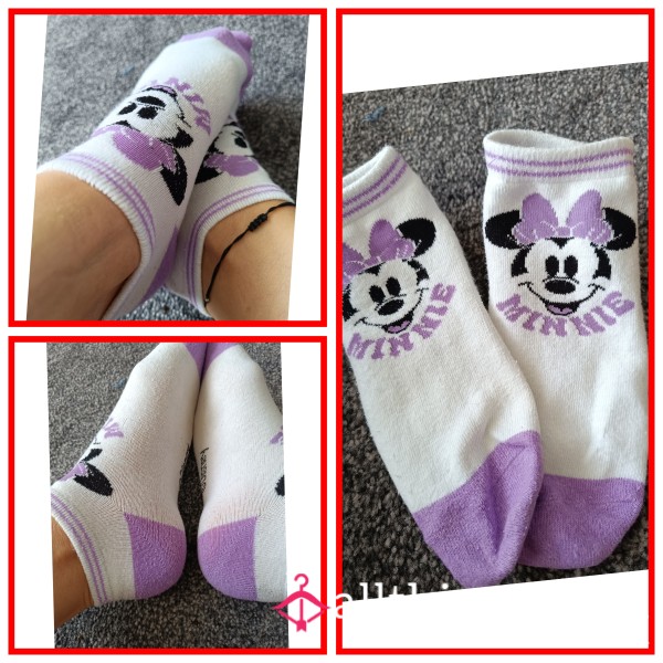 White And Purple Minnie Ankle Socks £5