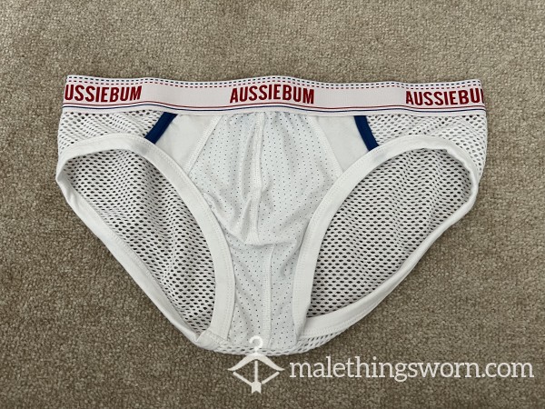 White Aussieb*m Briefs Medium