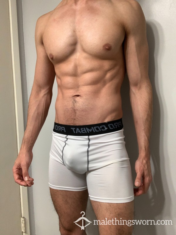 SOLD—White Compression Shorts