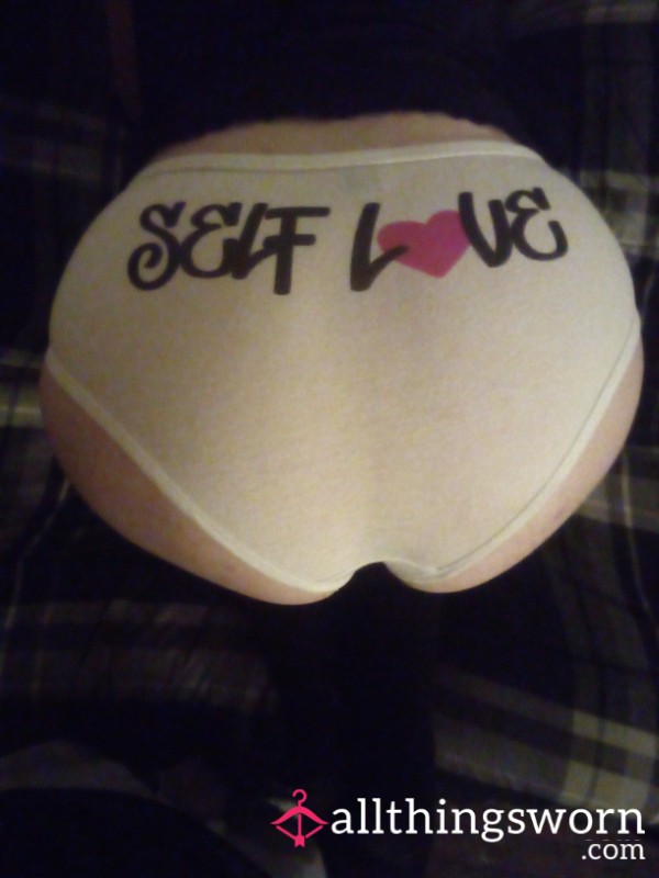 White Cotton Size 8 Panties With Self Love