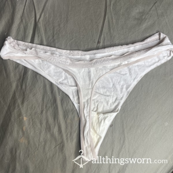 White Cotton Thong