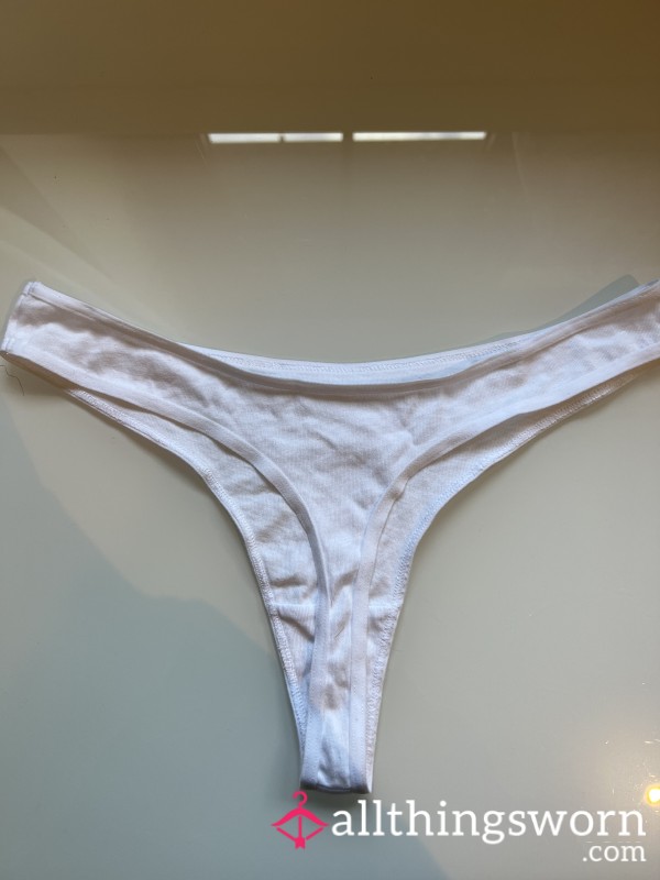 White Cotton Thong